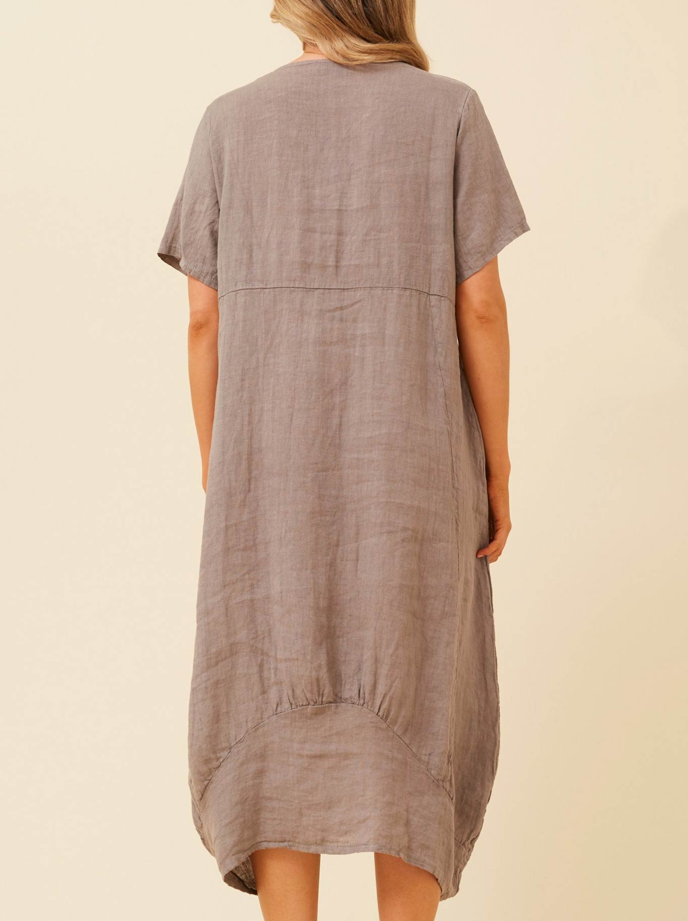Bottega Moda Linen Midi Dress (Navy A)