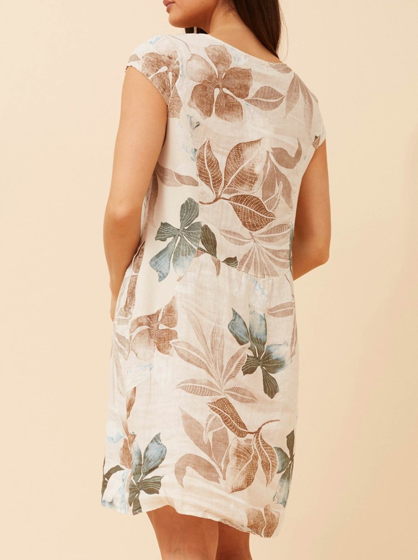 BOTTEGA MODA LEAF PRINT DRESS (Linen)
