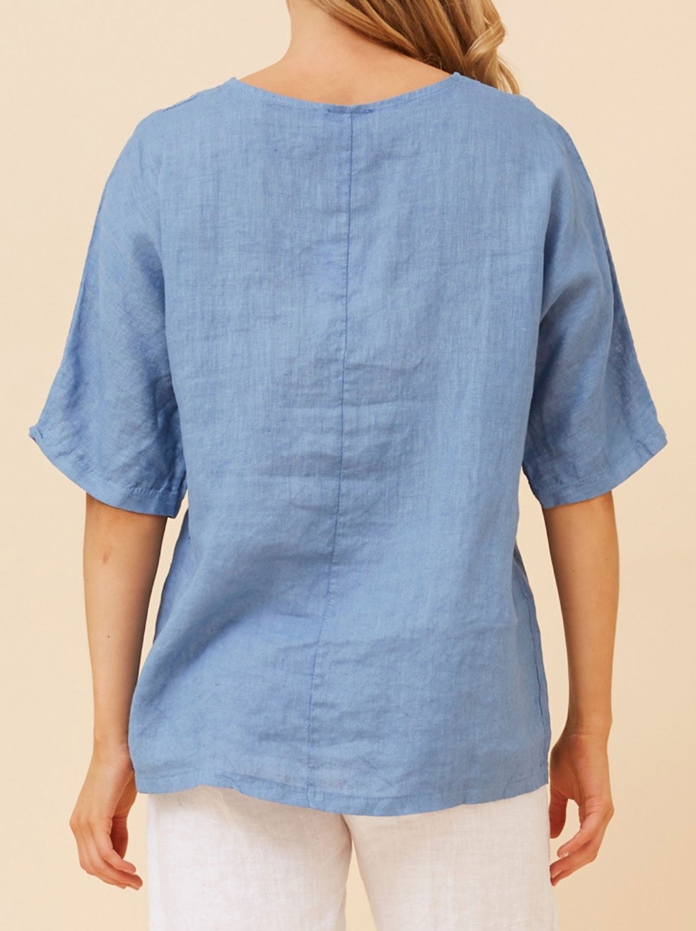 Bottega Moda Floral Linen Patchwork Top (Khaki)