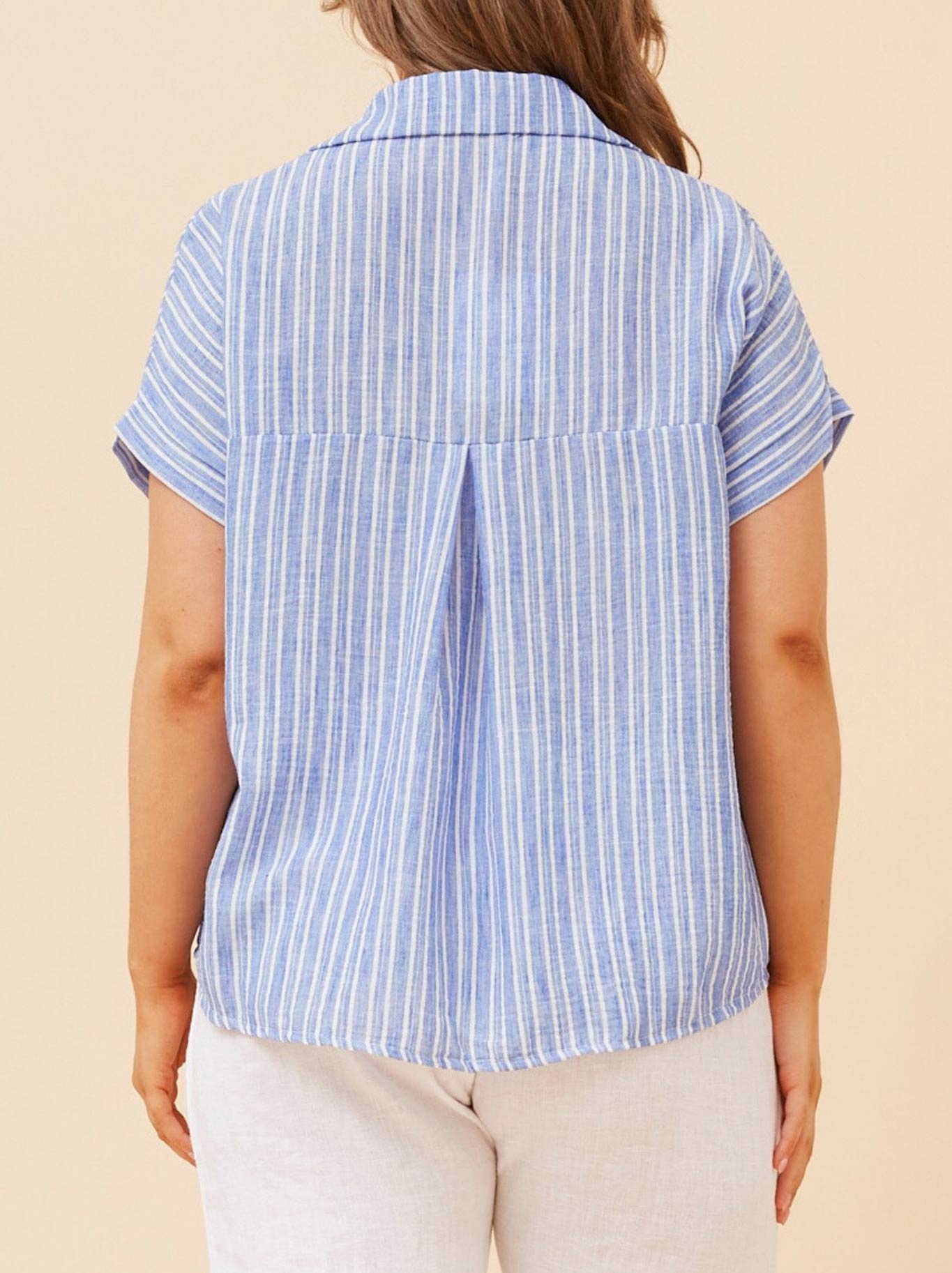 BOTTEGA MODA STRIPED SHORT SLEEVE SHIRT (Sage)