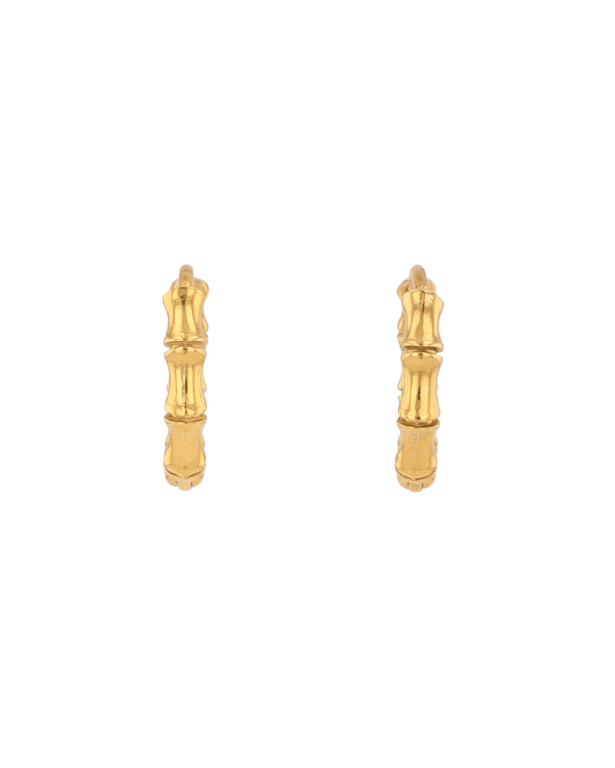 Image of Earrings. Product name - Bounty Bamboo Gold Huggie Earrings in colour by brand - LAVANA