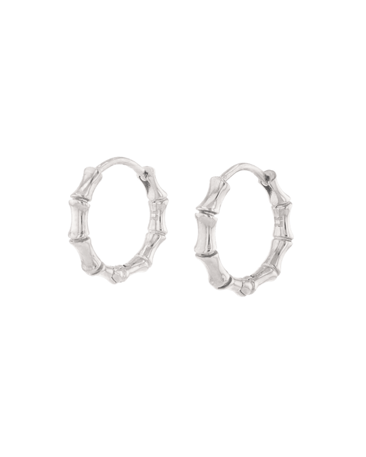 LAVANA Bounty Bamboo Silver Huggie Earrings