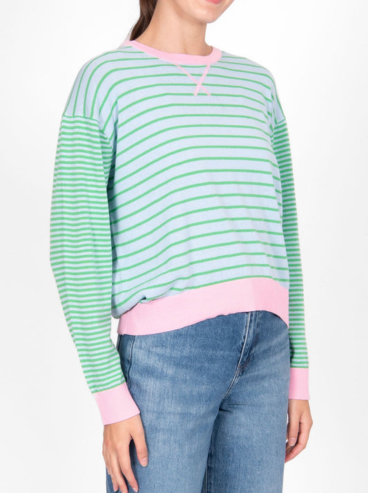 Bridge And Lord BRIDGE & LORD CURVED HEM STRIPED PULLOVER (Peach Combo)