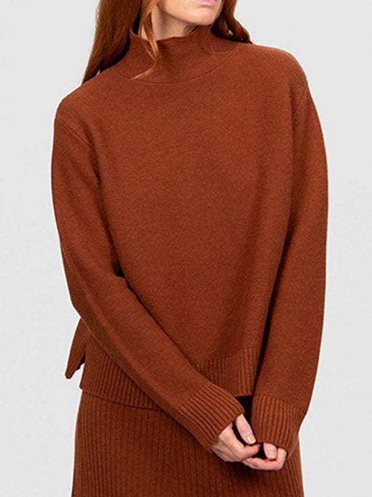 Image of a model wearing Outerwear. Product name - Bridge & Lord Links Pullover in Cognac colour by brand - Bridge And Lord