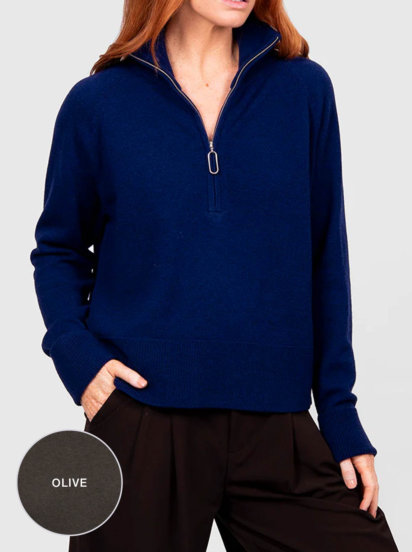Bridge & Lord 1/2 Zip Raglan With Cuffs (Carbon Blue)