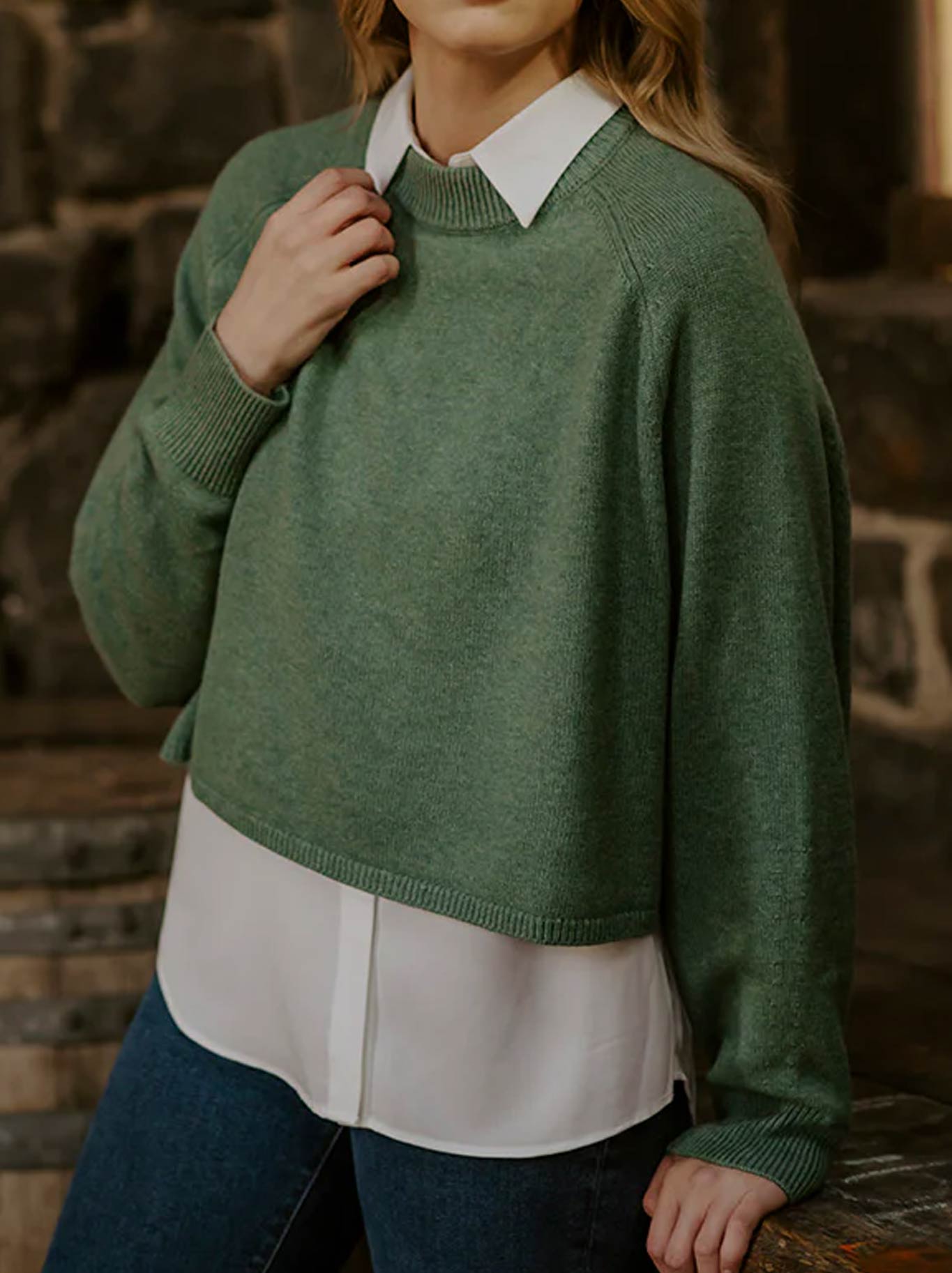 Fields Batwing Saddle Shoulder Pullover (Chestnut)