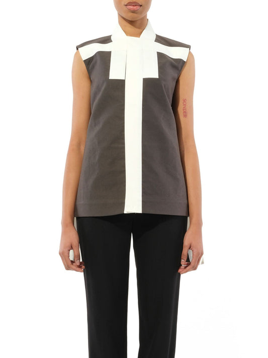 Image of a model wearing Outerwear. Productname: RICK OWENS Brion Jacket in Dark Dust Milk colour by brand - RICK OWENS