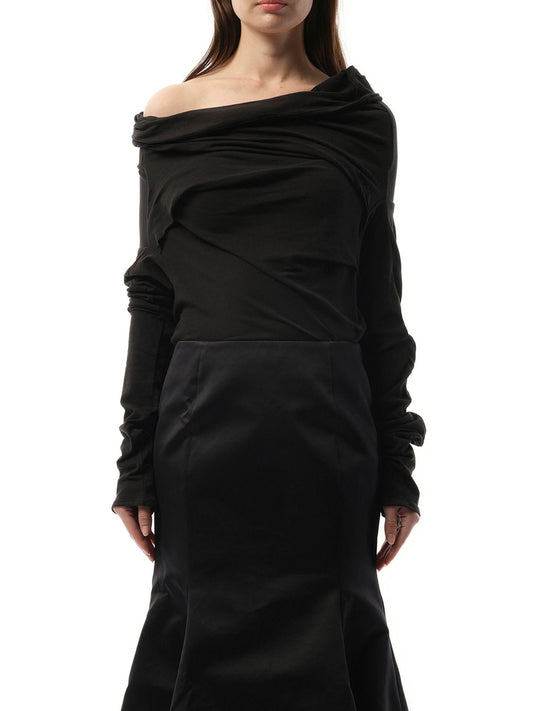 Image of a model wearing Skirts. Productname: ENTIRE STUDIOS Burgeon Skirt in Black colour by brand - ENTIRE STUDIOS