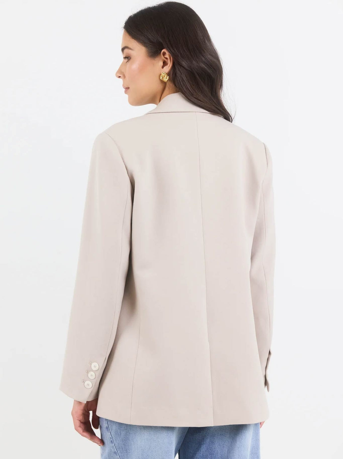 BY ROSA CONFINE BUTTON SLEEVE BLAZER (Taupe)