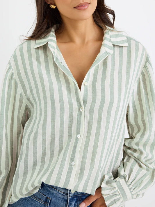 By Rosa Connection Stripe Shirt (Moss)