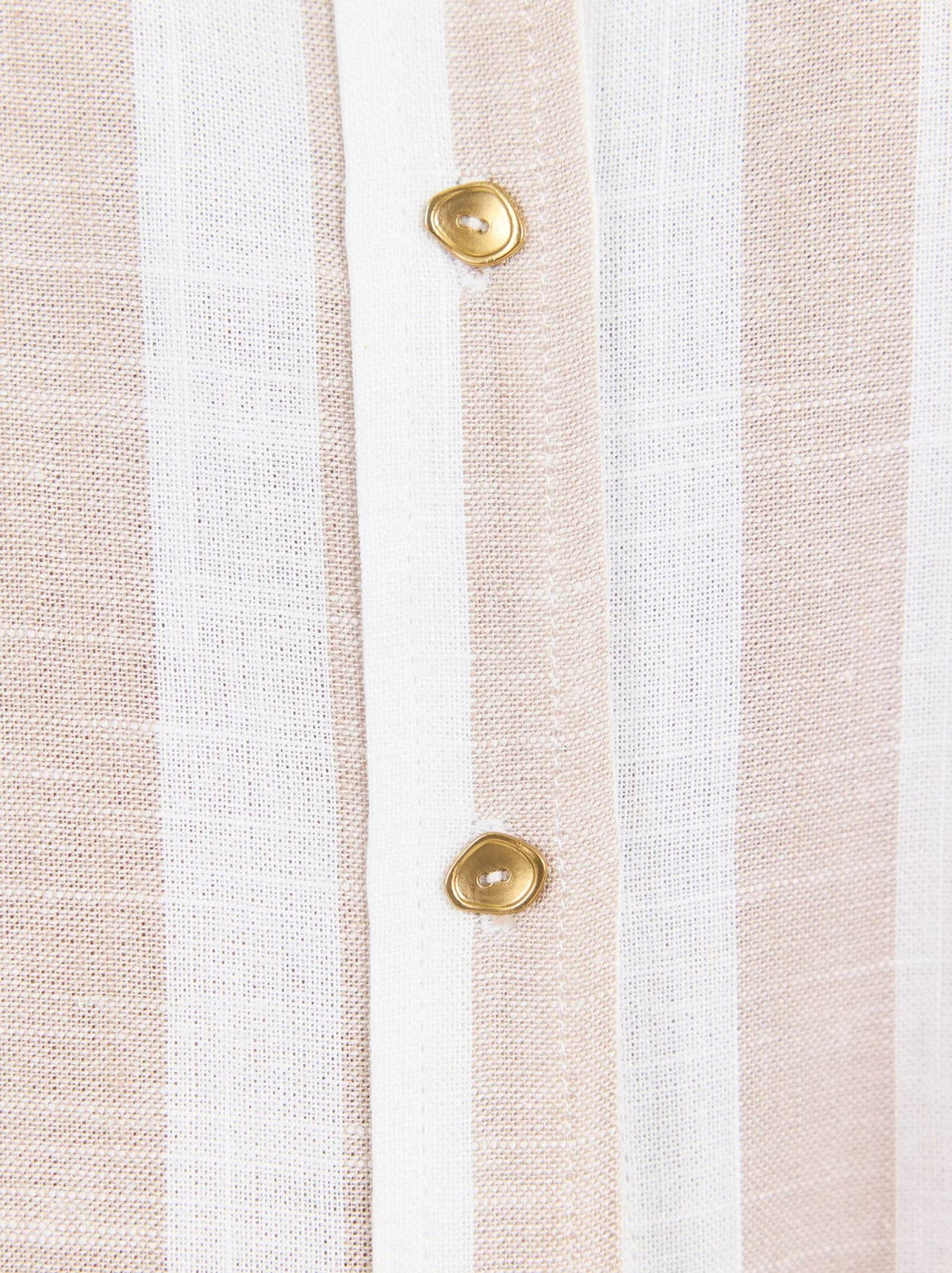 BY ROSA REVEAL STRIPE TIE BACK SHIRT (Taupe)