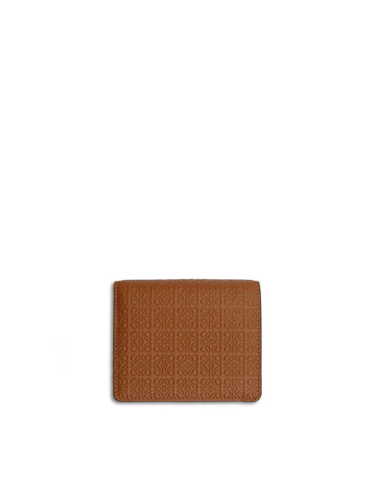 Image of Wallets & Money Clips. Productname: LOEWE Repeat Compact Zip Wallet in Embossed Calfskin in Tan colour by brand - LOEWE