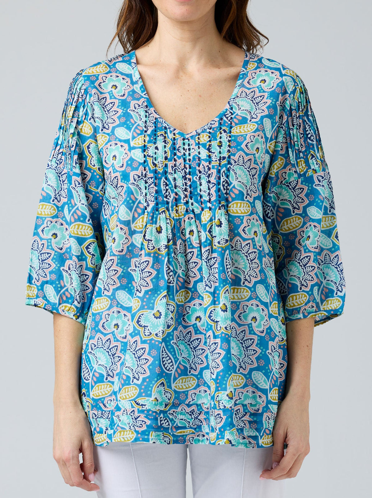 Image of a model wearing Tops. Product name - Cake Sally Top in Butterfly colour by brand - Cake