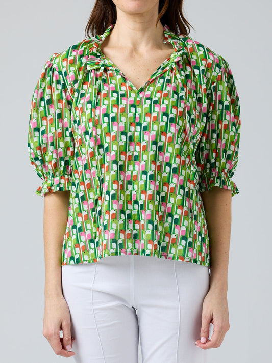 Image of Blouses. Productname: CAKE TIE NECK BLOUSE in Birdie colour by brand - Cake