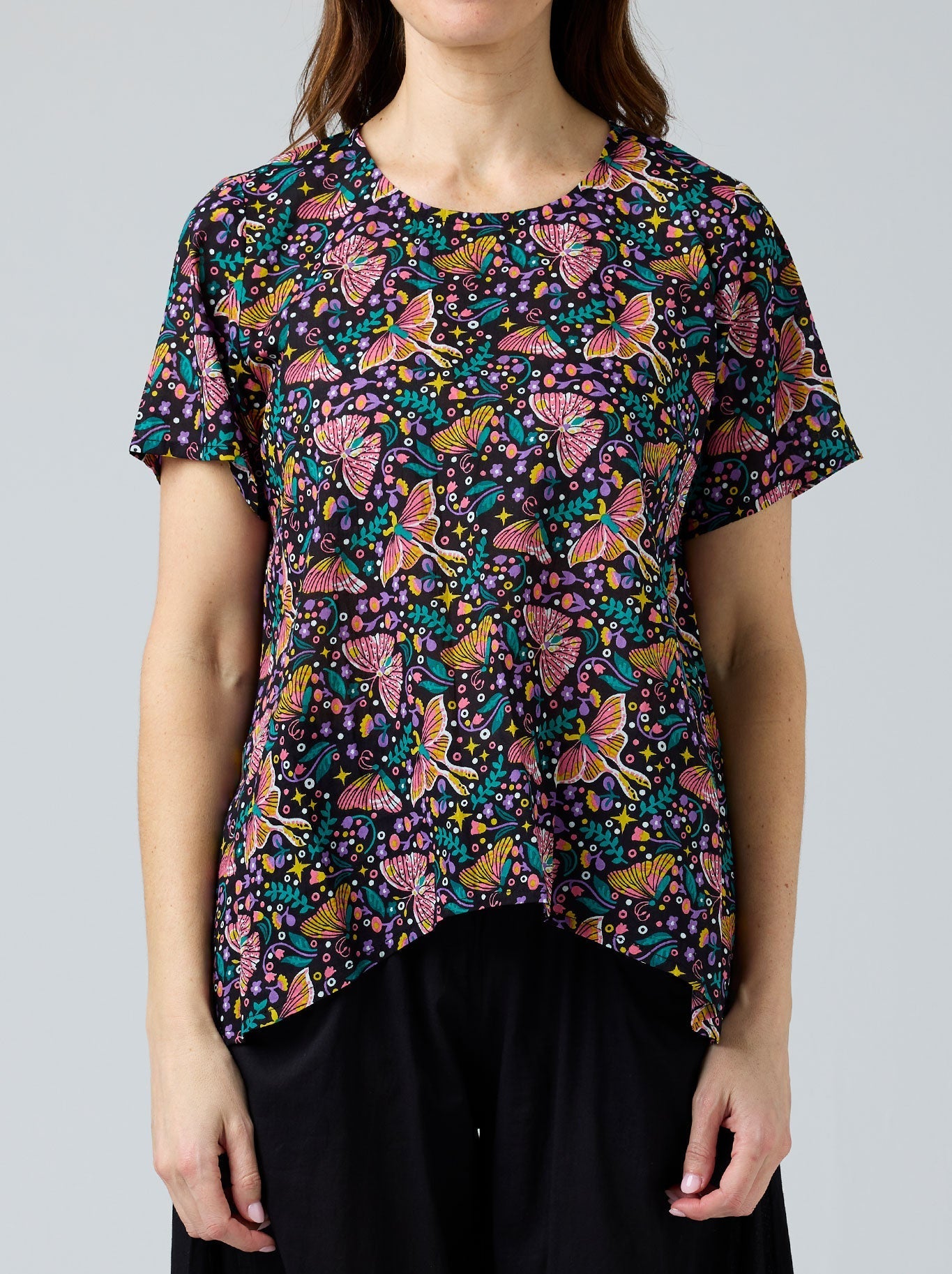 Image of a model wearing Tops. Productname: CAKE ZIMMI TOP in Butterfly colour by brand - Cake