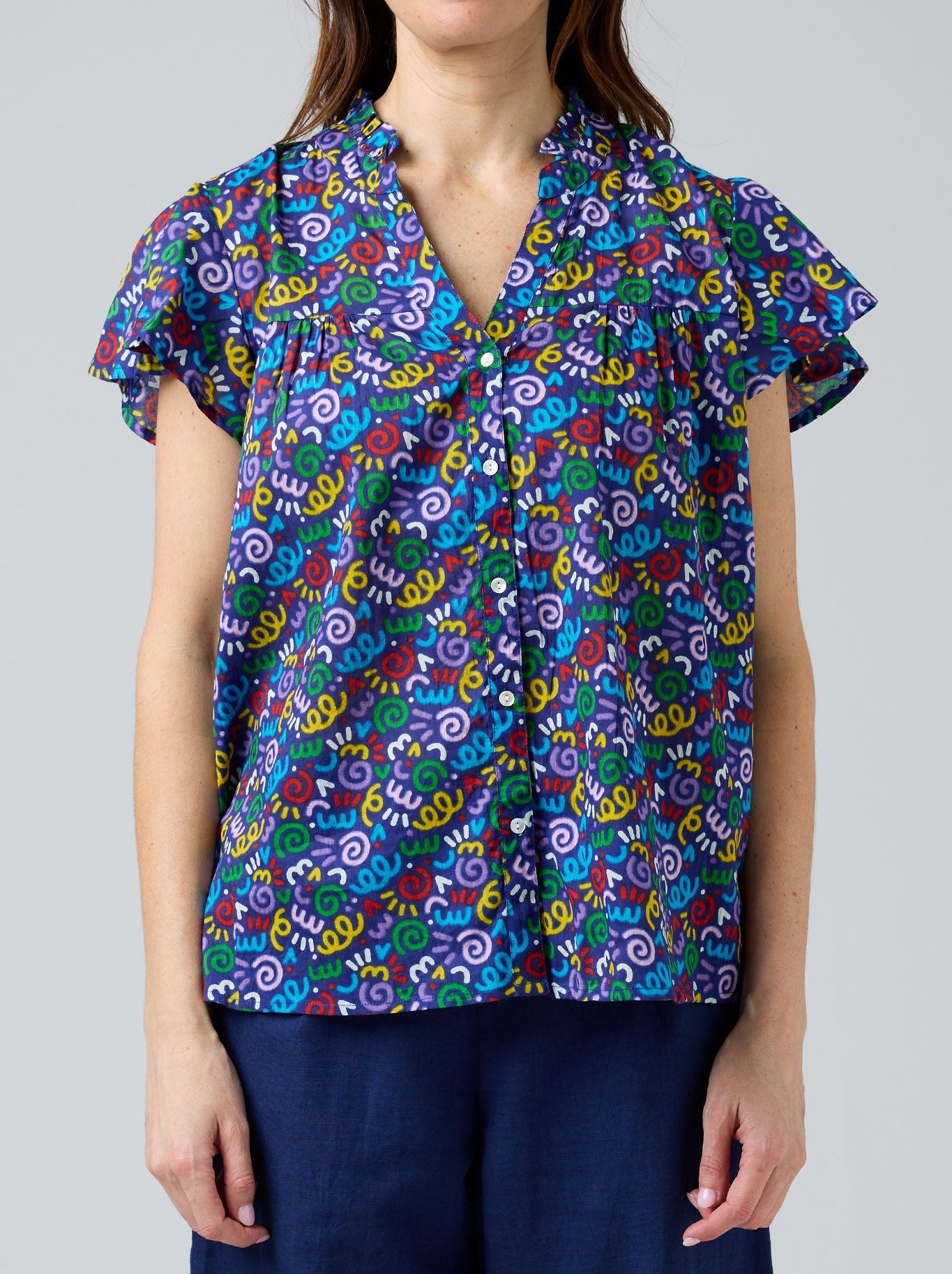 Image of a model wearing Tops. Productname: CAKE JESS TOP in Butterfly colour by brand - Cake