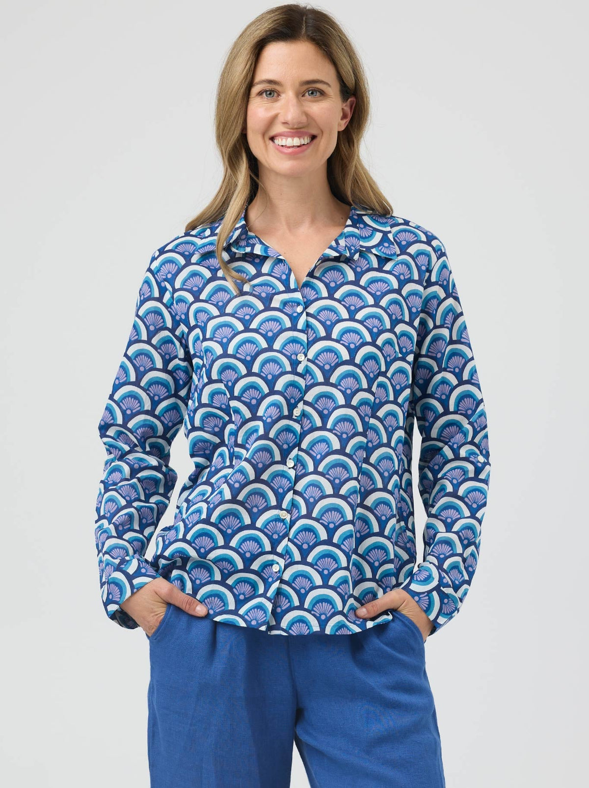 Image of Shirts. Product name - Cake Lettie Shirt in Blue Arches colour by brand - Cake