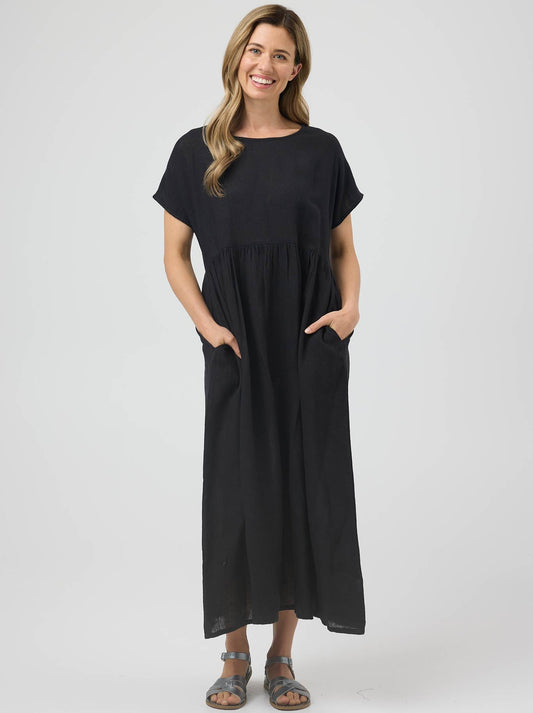 Image of Dresses. Product name - Cake Luna Linen Dress in Black colour by brand - Cake