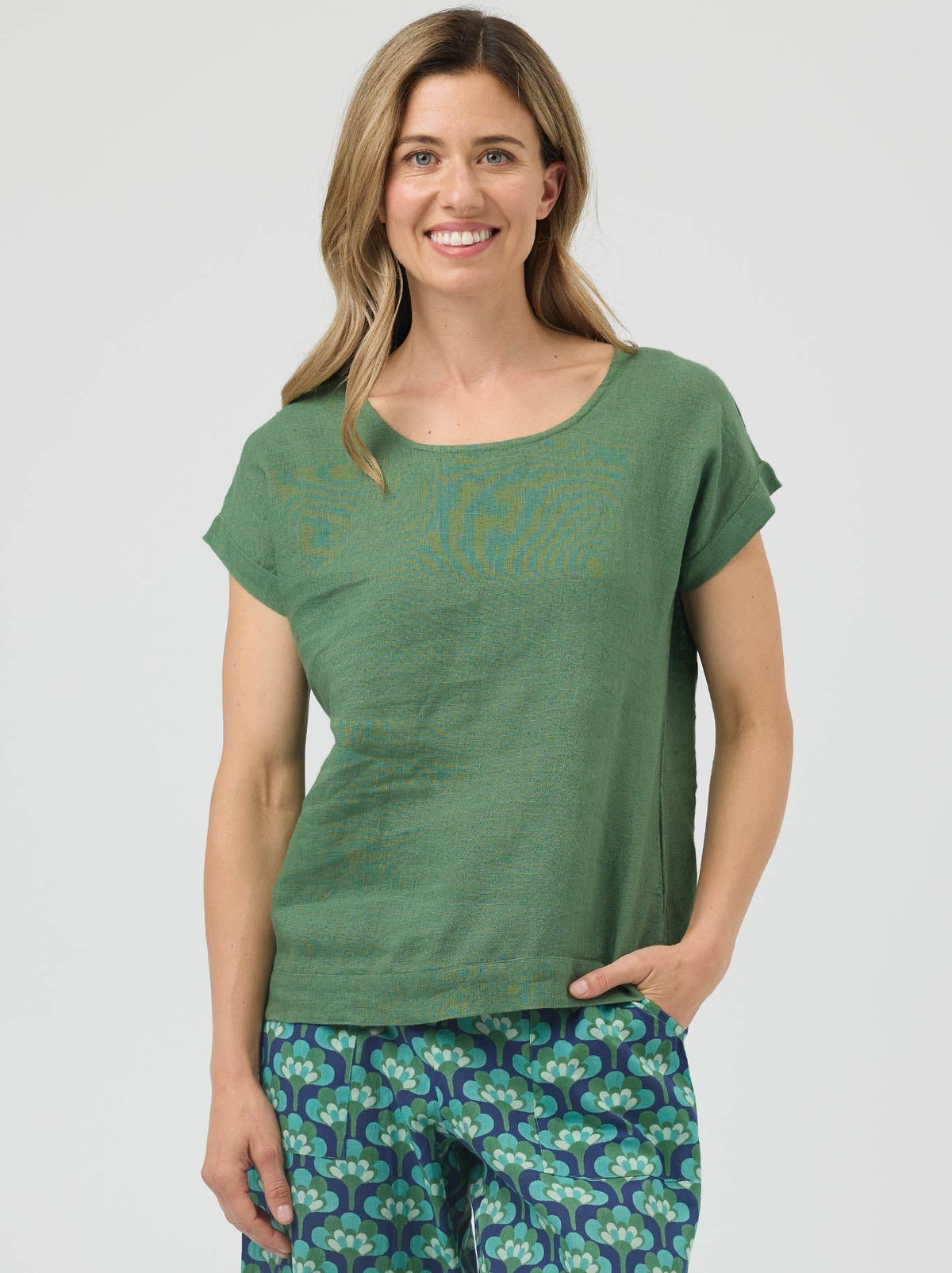 Cake Vicky Linen Top (Blue)