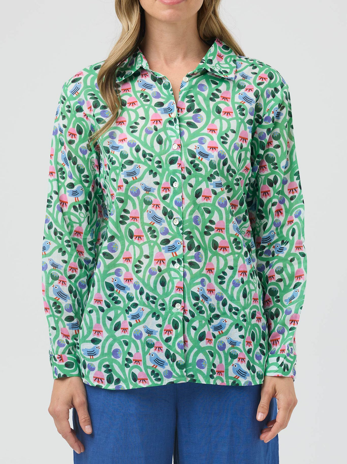 Cake Boyfriend Shirt (Birds & Flowers)