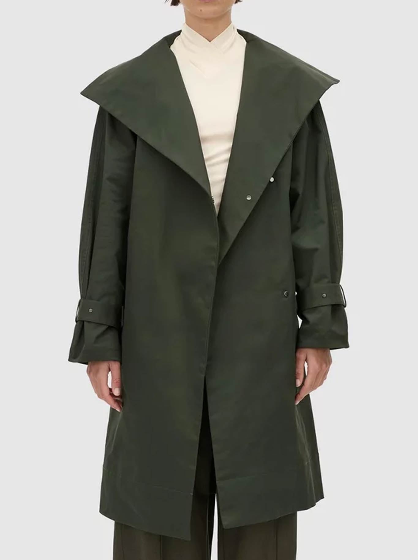 Image of Coats & Jackets. Product name - CAMILLA AND MARC GIA FUNNEL NECK COAT in Green colour by brand - Camilla And Marc