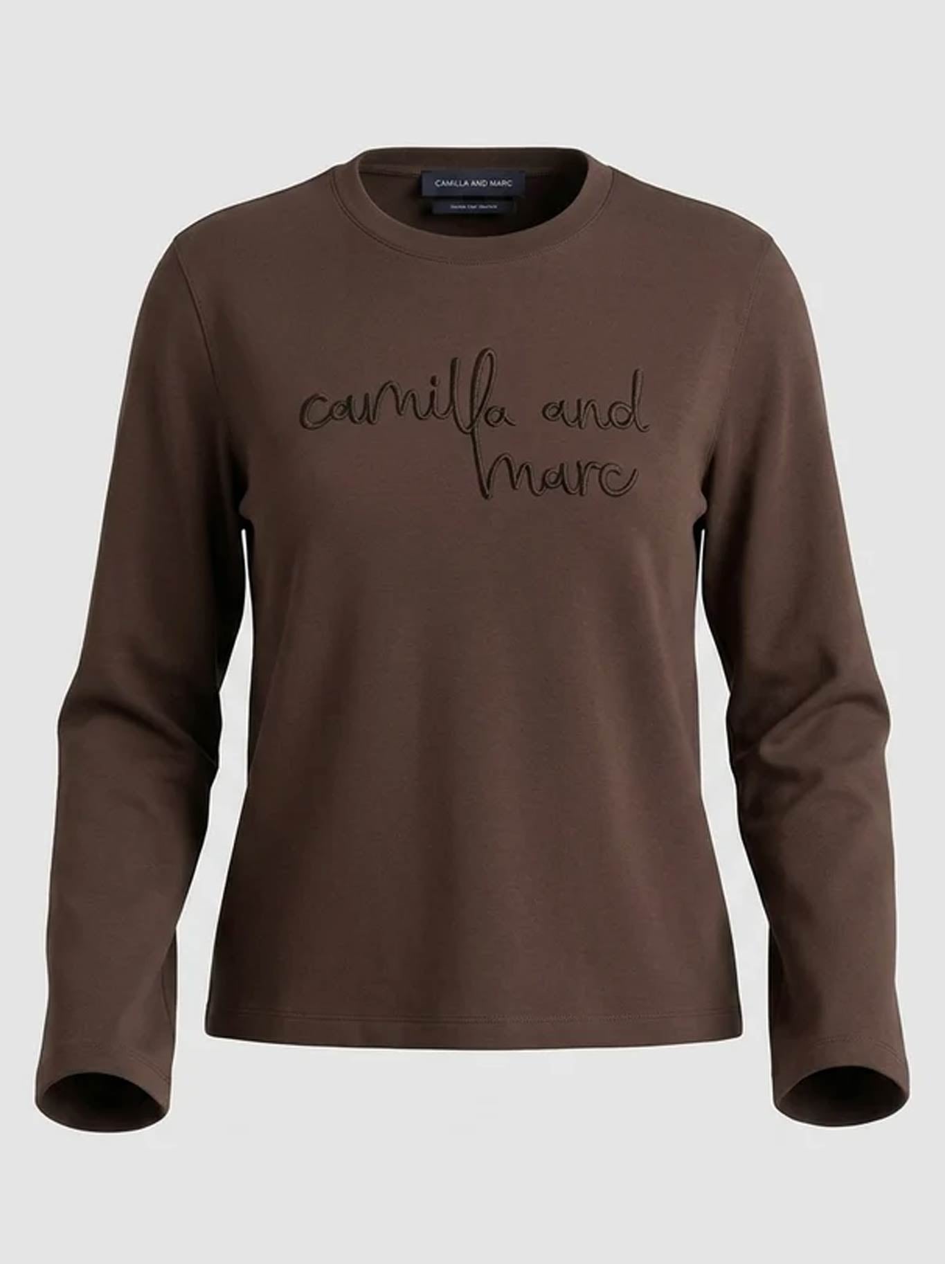 CAMILLA AND MARC MAREN EMBROIDERED LONG SLEEVE TEE (Chocolate)