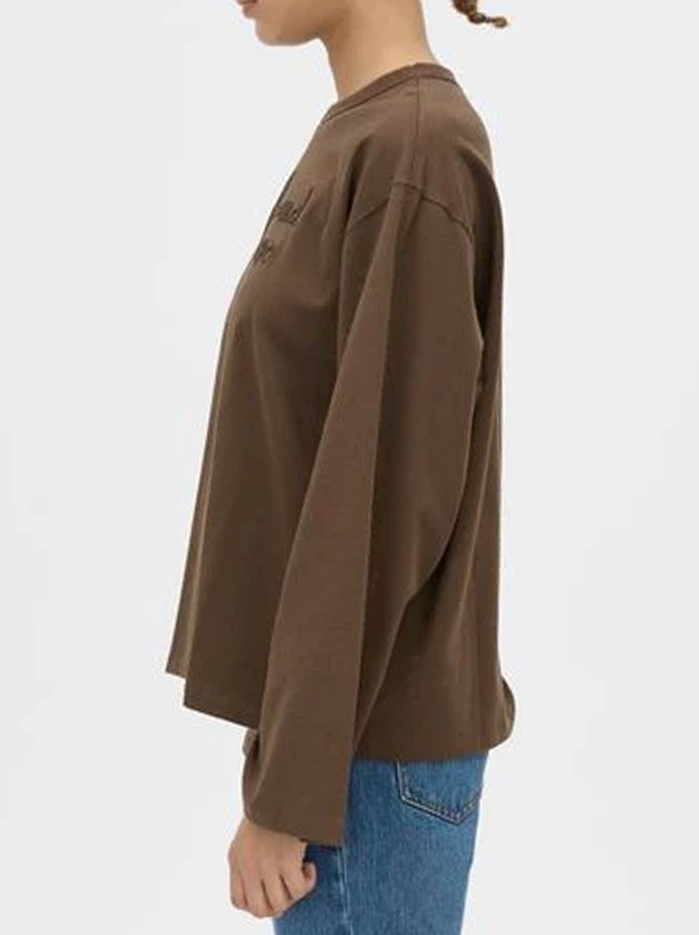 CAMILLA AND MARC MAREN EMBROIDERED LONG SLEEVE TEE (Chocolate)