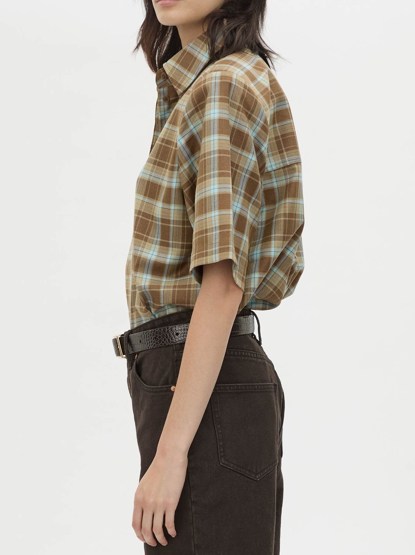 CAMILLA AND MARC ARIAN SHORT SLEEVE CHECK SHIRT (Chocolate)