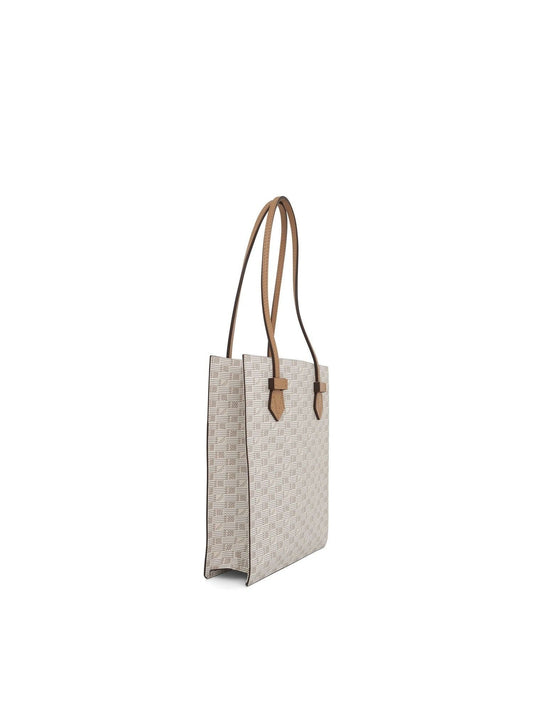 MOREAU Cannes Vertical Tote MM with Stripes (Champagne)