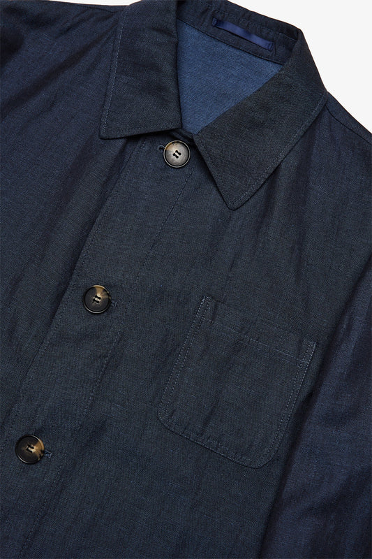 Image of Coats & Jackets. Product name - Carter Dark Blue Shirt Jacket in Blue colour by brand - Anthony Squires
