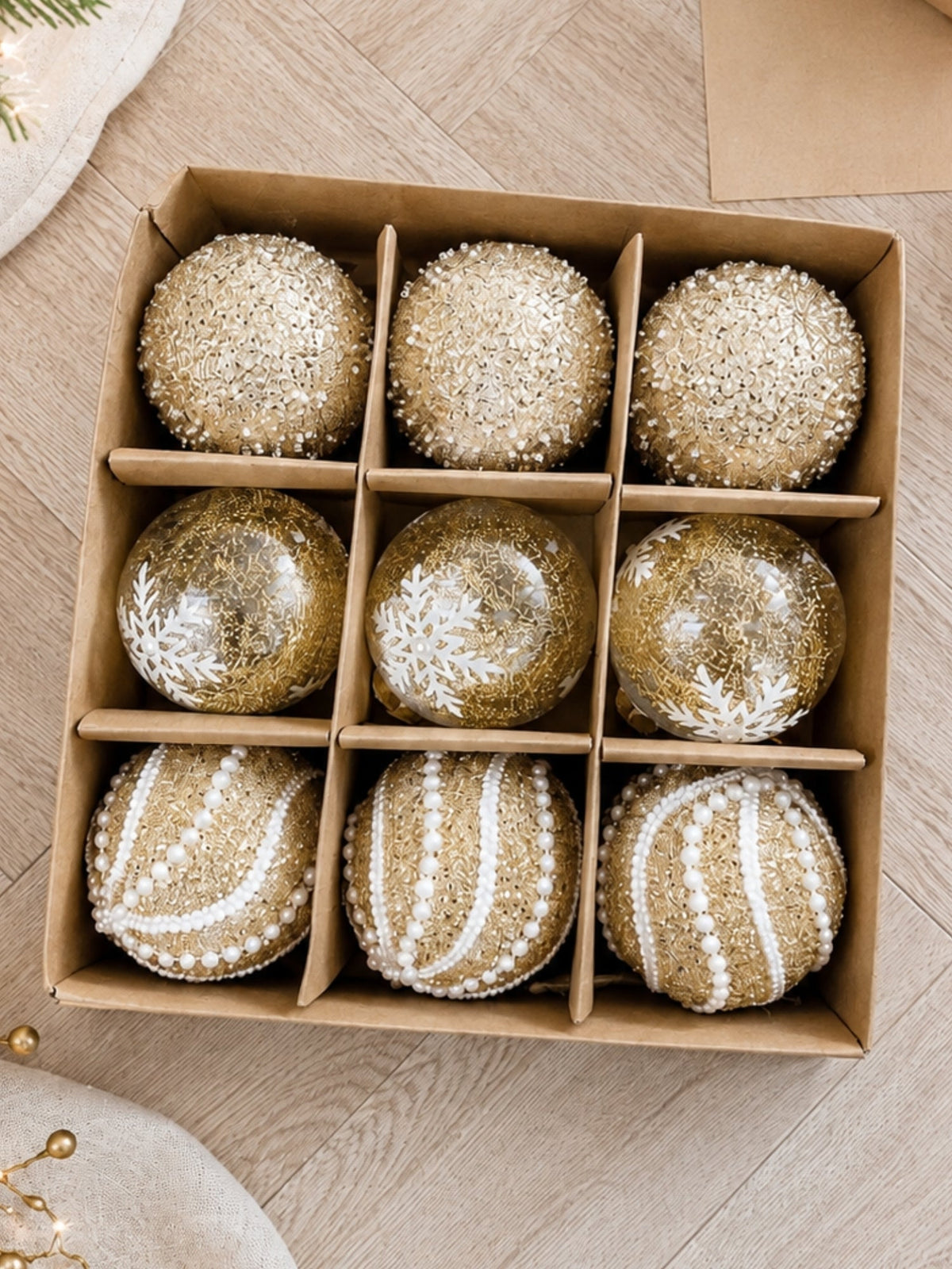 Image of Accessories. Product name - Luxe Embellished Bauble Set Gold in Gold colour by brand - Threadz