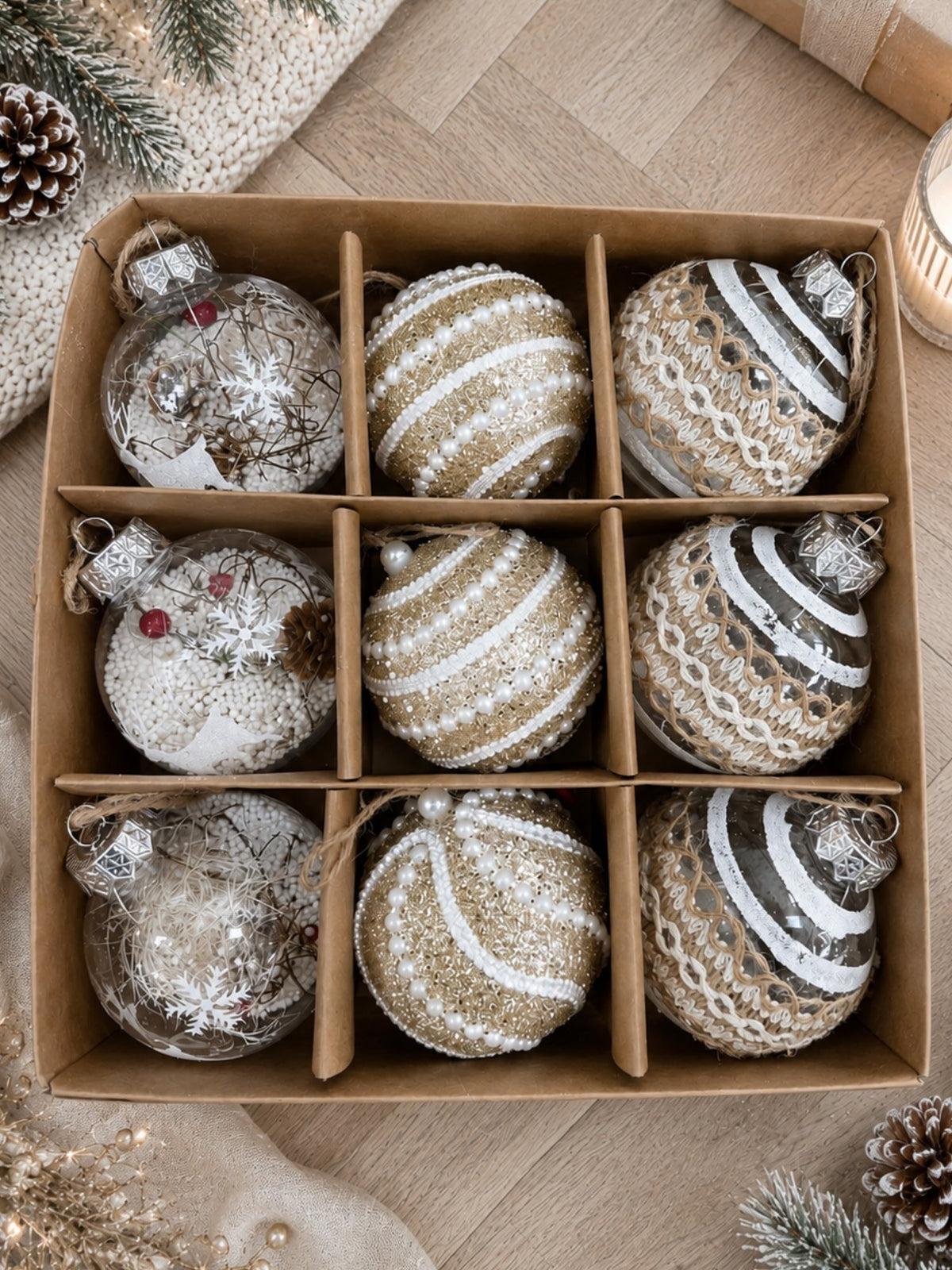Image of Accessories. Product name - Festive Luxe Bauble Set Gold in Gold colour by brand - Threadz