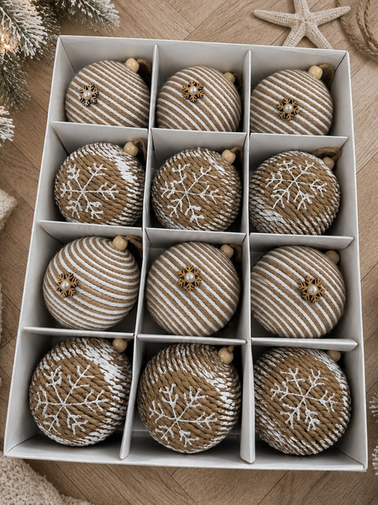 Image of Accessories. Product name - Coastal Christmas Bauble Set Natural in Natural colour by brand - Threadz