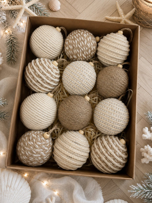 Image of Accessories. Product name - Coastal Luxe Bauble Set Natural in Natural colour by brand - Threadz