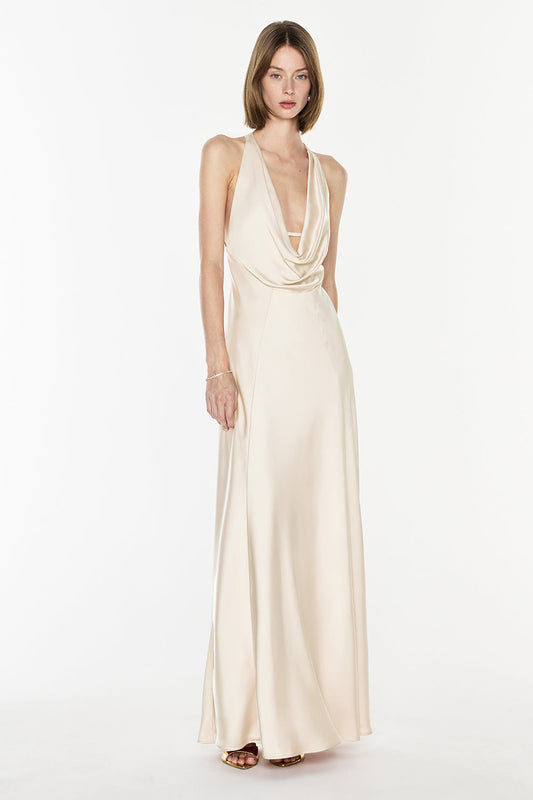 Image of Dresses. Product name - Charmed Cowl Slip Dress in Champagne colour by brand - MANNING CARTELL