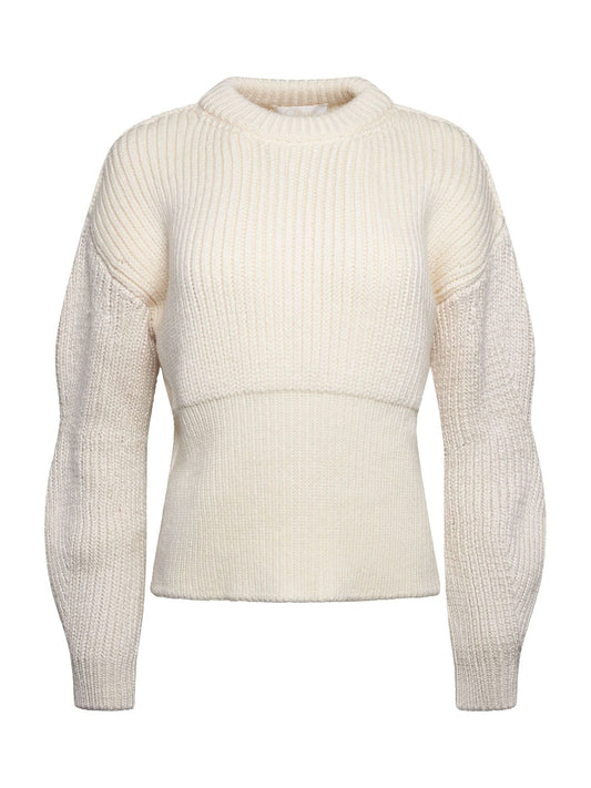 Image of a model wearing Outerwear. Productname: CHLOE Knitwear in Milk colour by brand - CHLOE