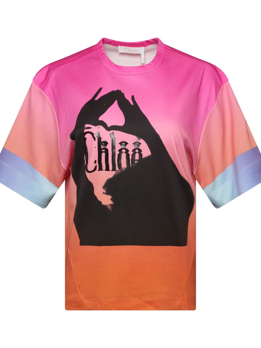 Image of a model wearing Tops. Productname: CHLOE Top in Pink colour by brand - CHLOE