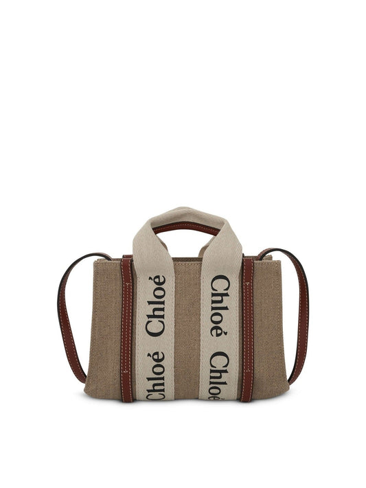 Image of Bags. Productname: CHLOE Mini Woody Tote Bag with Strap in White Brown colour by brand - CHLOE