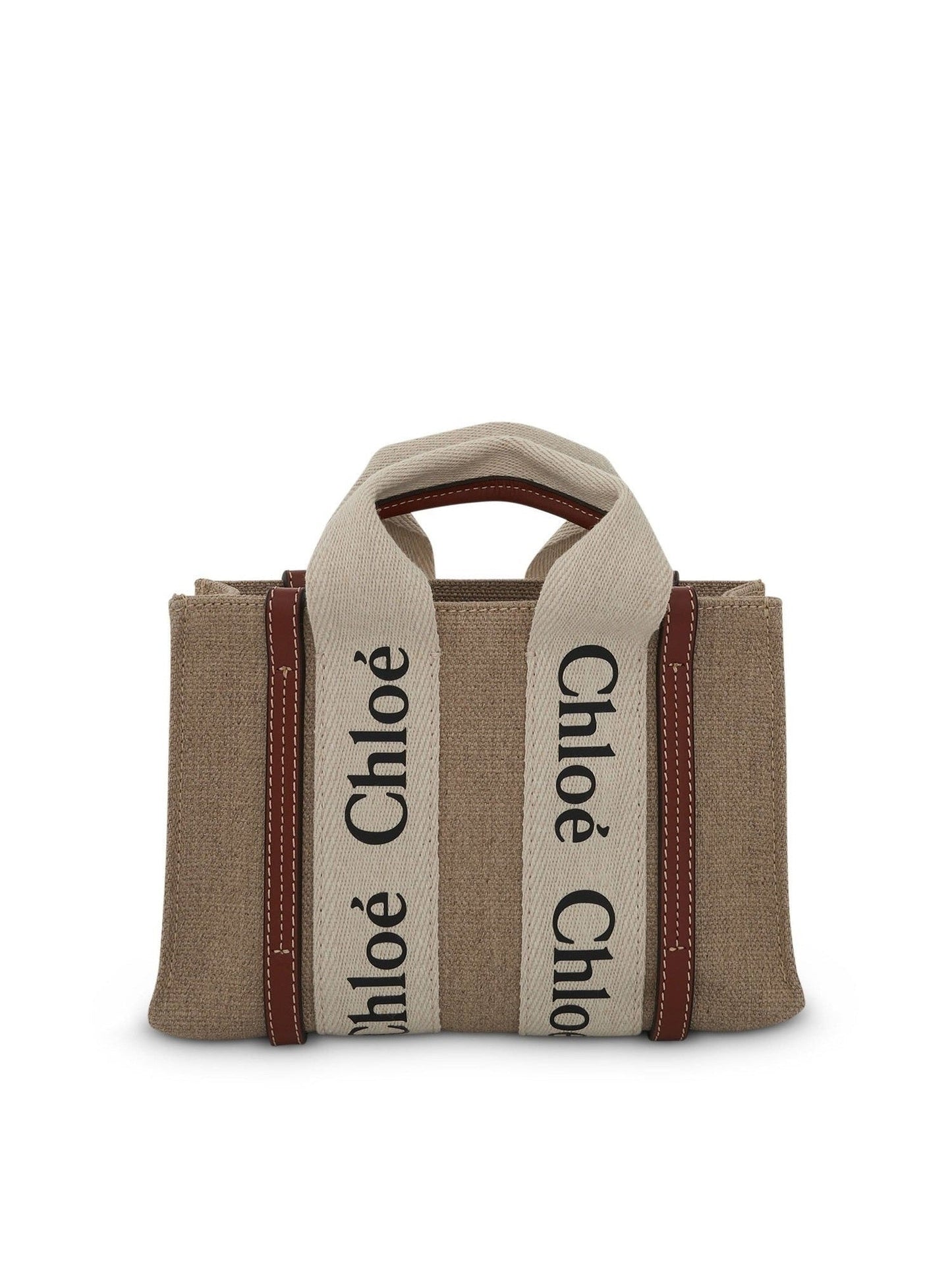 CHLOE Mini Woody Tote Bag with Strap (White)