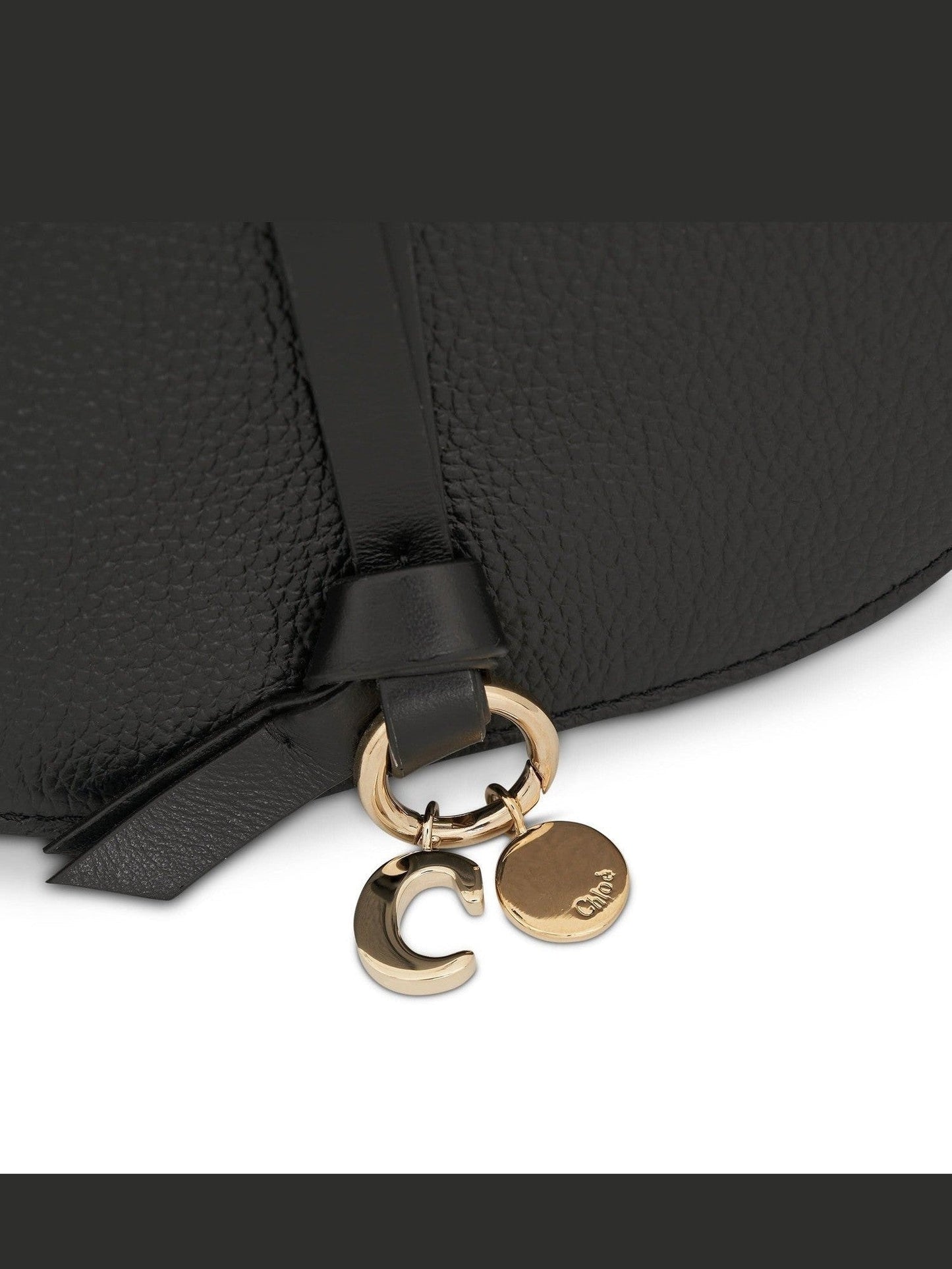 CHLOE Chloe Ladies Alphabet Logo Charm Mini Saddle Bag (Black)