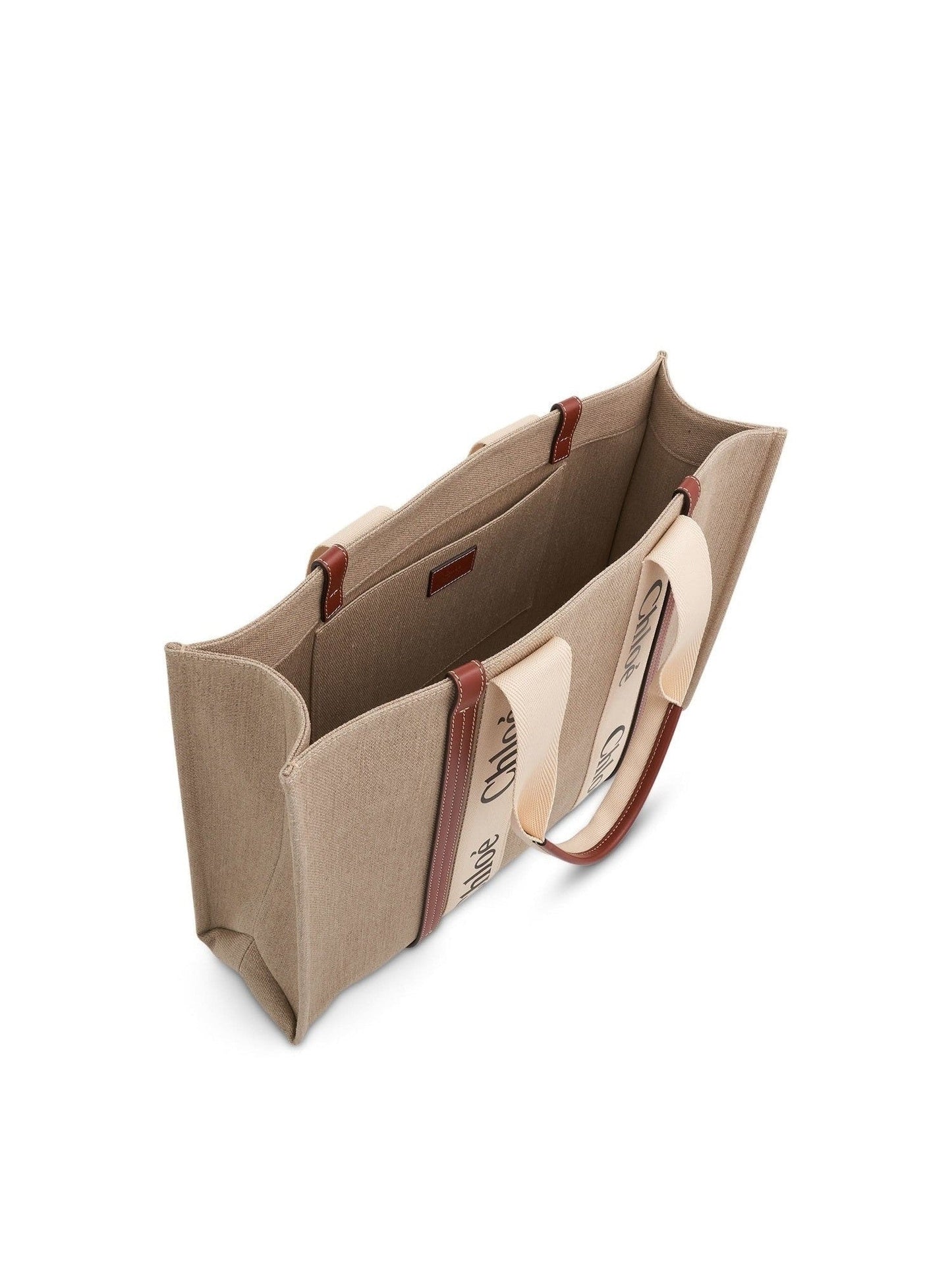 CHLOE Large Eco Woody Tote Bag with Strap (White)
