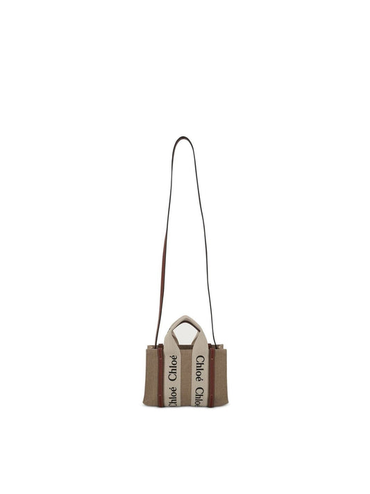 CHLOE Mini Woody Tote Bag with Strap (White)