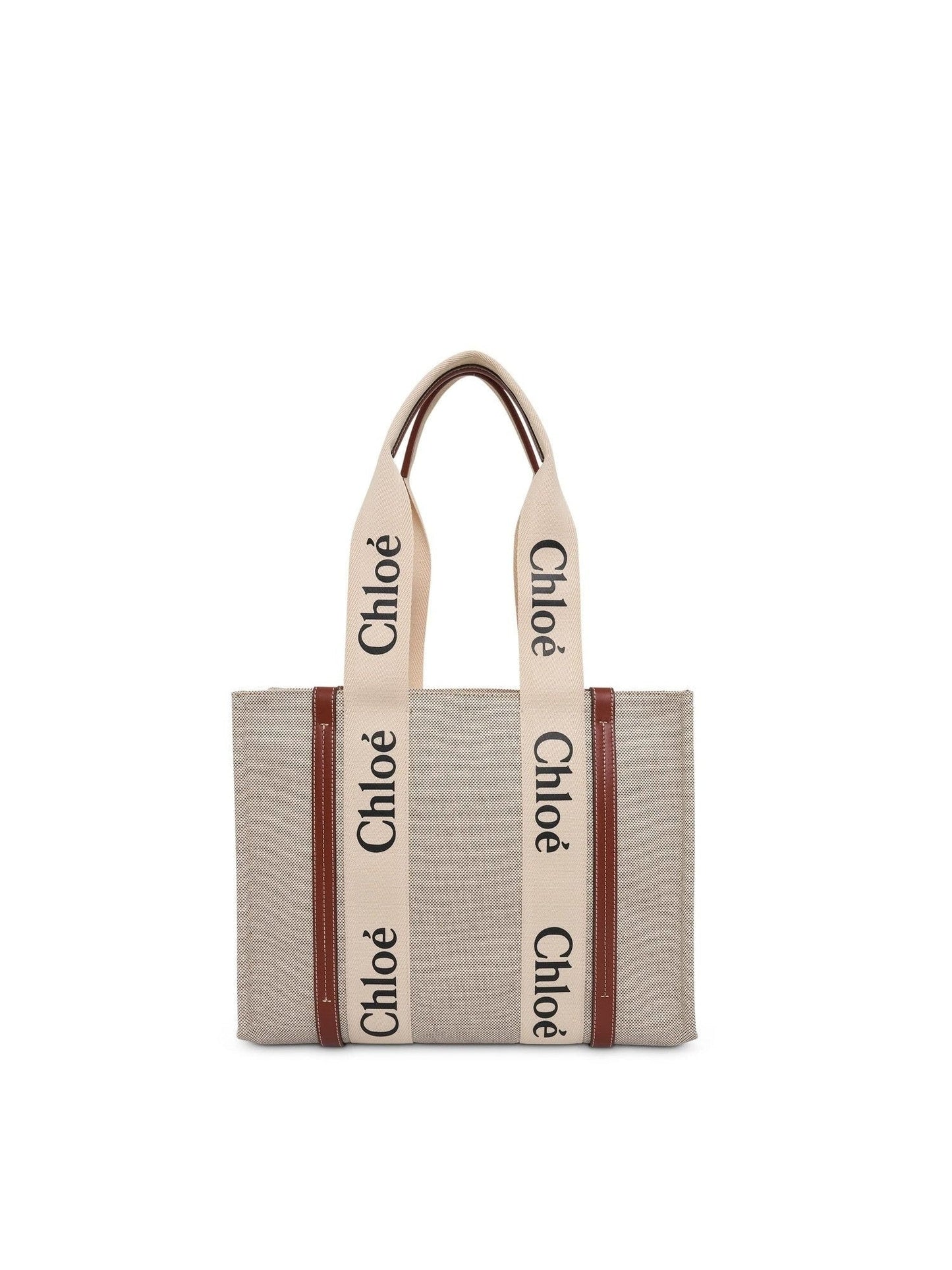 CHLOE Medium Eco Woody Tote Bag with Strap (White)