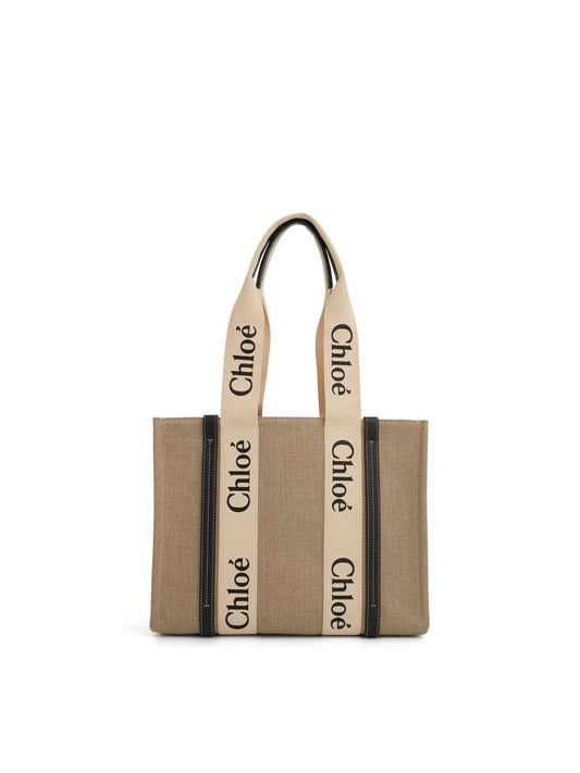 Image of Bags. Productname: CHLOE Medium Woody Tote Bag in White Blue colour by brand - CHLOE