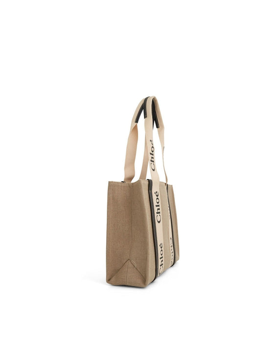CHLOE Medium Woody Tote Bag (White Blue)
