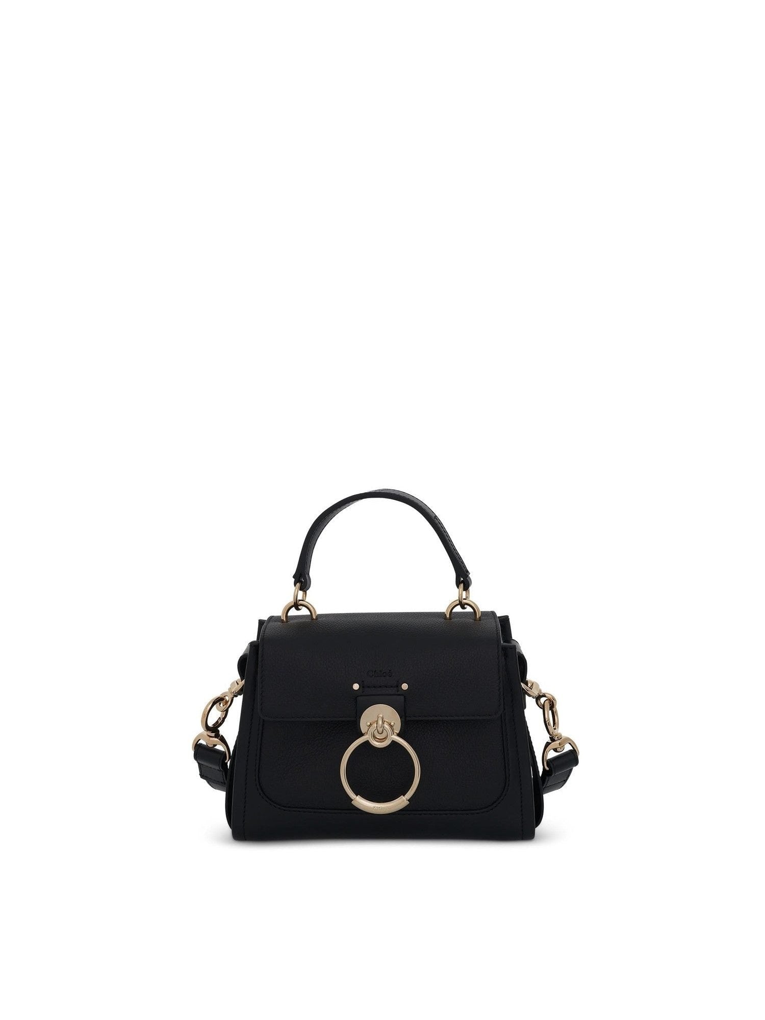 Image of Bags. Productname: CHLOE Mini Tess Day Bag in Grained & Shiny Calfskin in Black colour by brand - CHLOE