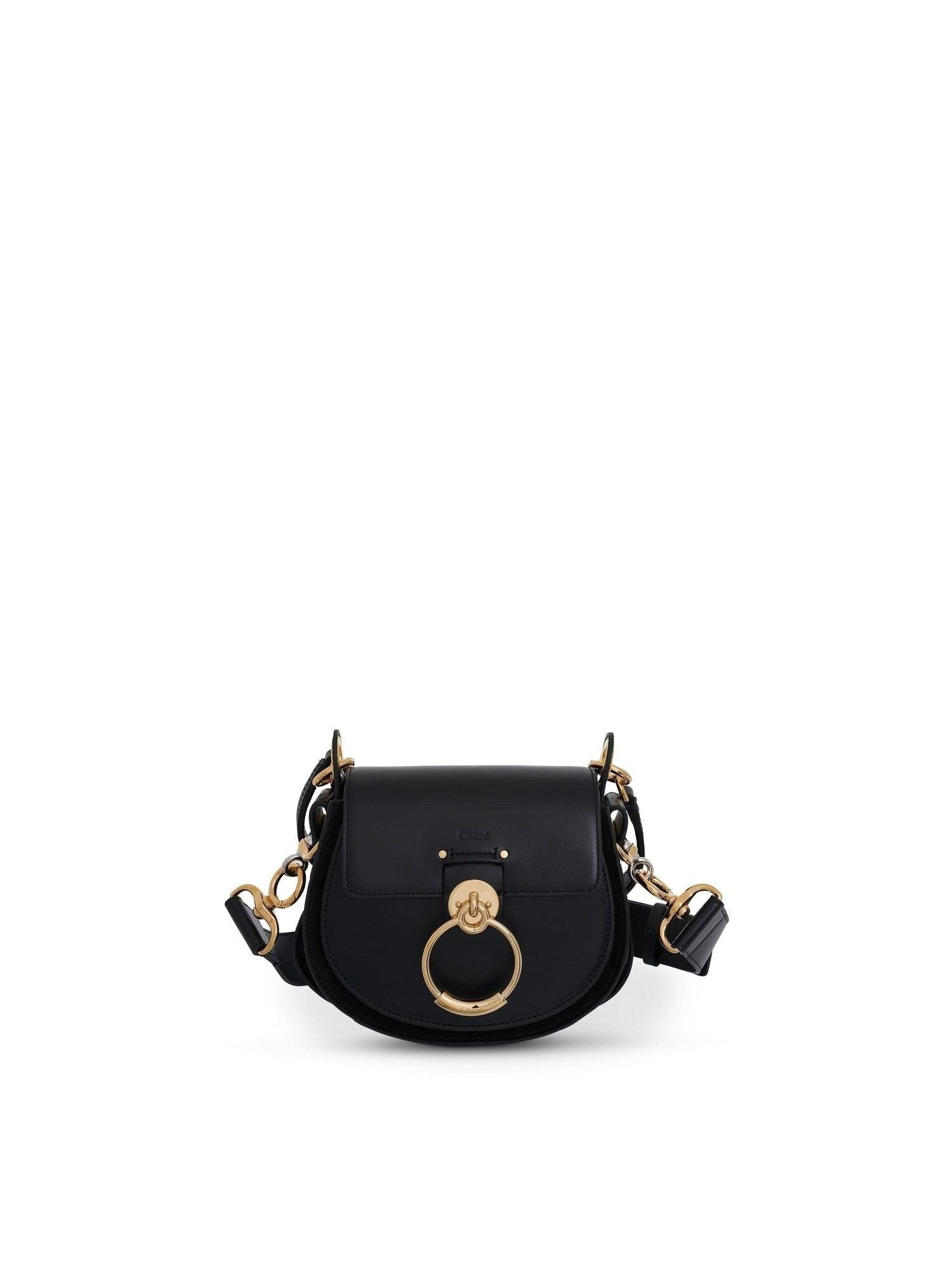 Image of Bags. Productname: CHLOE Small Tess Bag in Shiny & Suede Calfskin in Black colour by brand - CHLOE