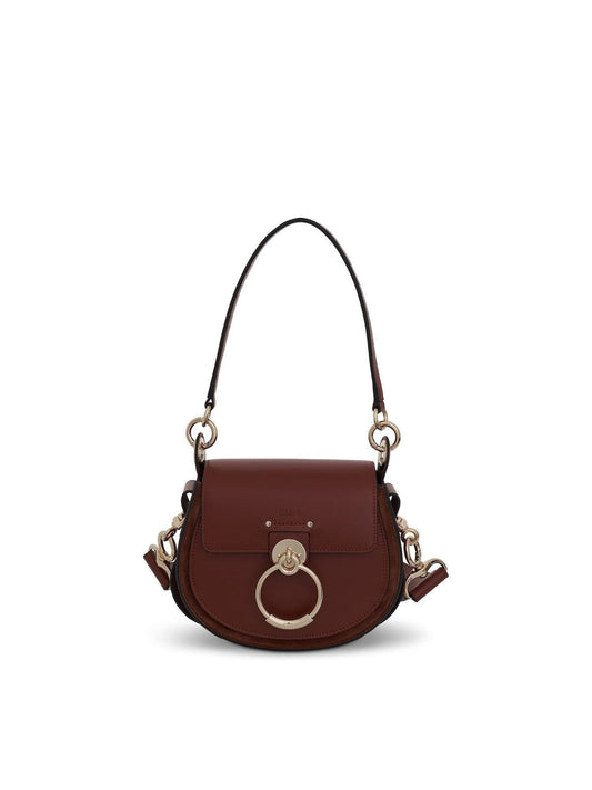 Image of Bags. Productname: CHLOE Small Tess Bag in Shiny & Suede Calfskin in Sepia Brown colour by brand - CHLOE