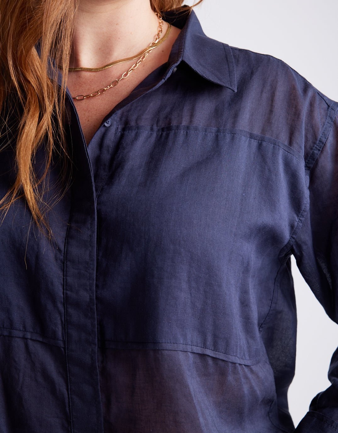White & Co. Chloe Panel Shirt (Navy)