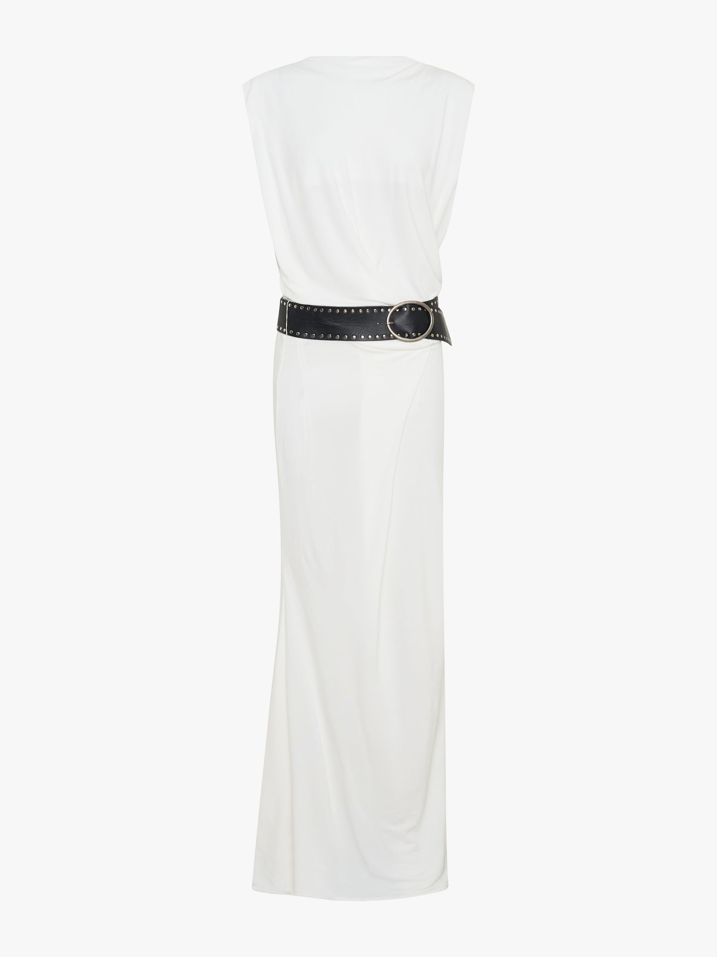 Christopher Esber Leather Belted Drop Jersey Dress (White)